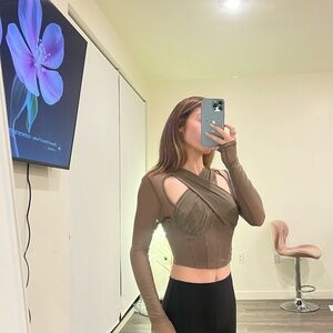 Windsor Brown Cutout Crop Top